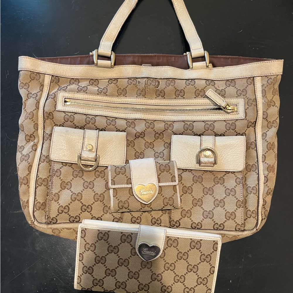 Gucci Brown Brooklyn Gg Canvas Hobo Buckle Shoulder Bag Y2k Gold Cream Monogram
